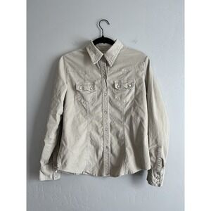 GAP Corduroy Womens Beige Western Jacket Size M‎ Snap Buttons Closure Y2k